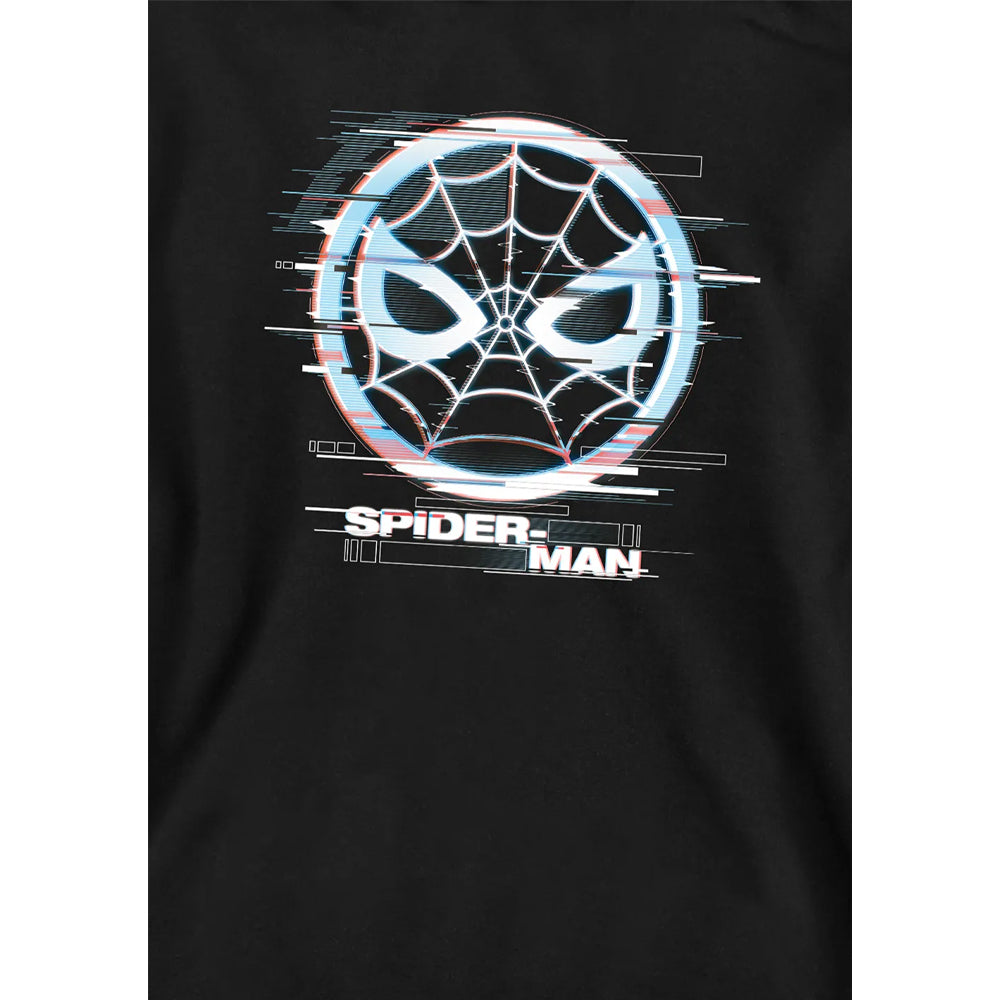 Black - Side - Spider-Man Childrens-Kids Peter Parker Glitch Hoodie