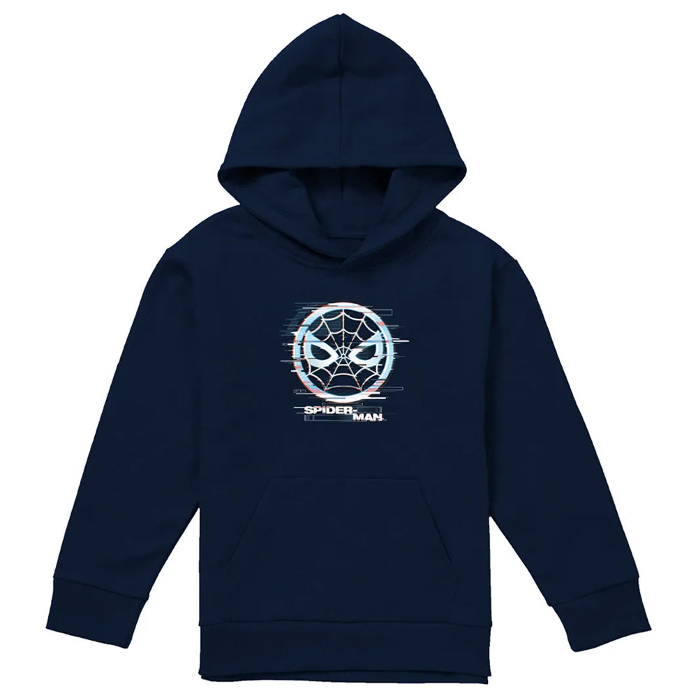 Navy - Front - Spider-Man Childrens-Kids Peter Parker Glitch Hoodie