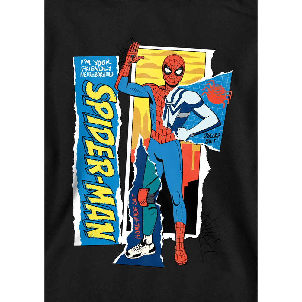 Black - Side - Spider-Man Childrens-Kids Friendly Neighborhood Scrapbook Hoodie