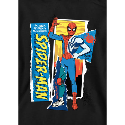Black - Side - Spider-Man Childrens-Kids Friendly Neighborhood Scrapbook Hoodie