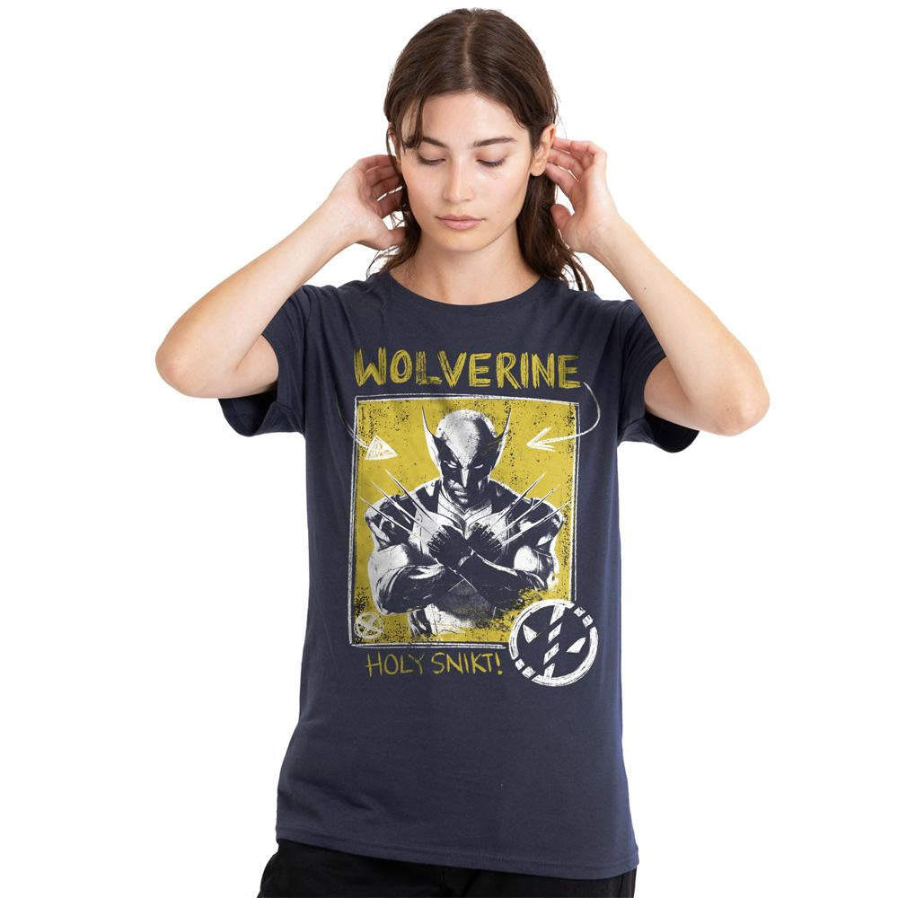 Deep Navy - Lifestyle - Deadpool & Wolverine Womens-Ladies Holy Snikt T-Shirt