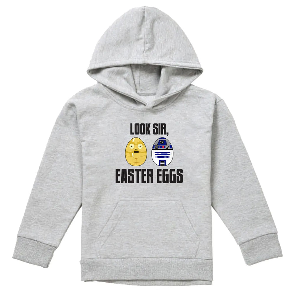 Athletic Heather - Front - Star Wars Childrens-Kids Look Sir, Easter Eggs Pullover Hoodie