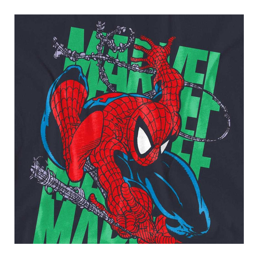 Deep Navy - Side - Spider-Man Womens-Ladies Wall Crawling T-Shirt