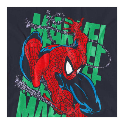 Deep Navy - Side - Spider-Man Womens-Ladies Wall Crawling T-Shirt