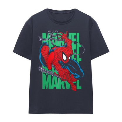Deep Navy - Front - Spider-Man Womens-Ladies Wall Crawling T-Shirt