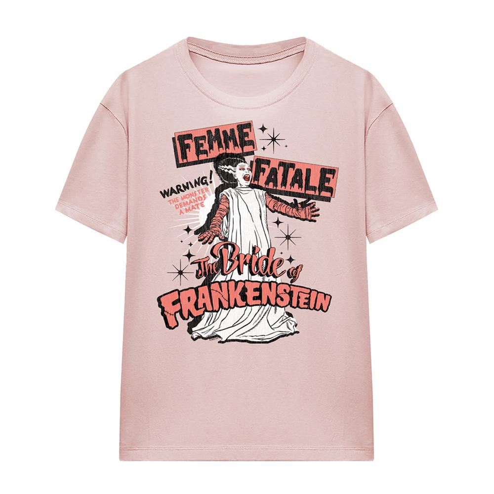 Pink - Front - Universal Monsters Womens-Ladies Femme Fatale Bride Of Frankenstein T-Shirt