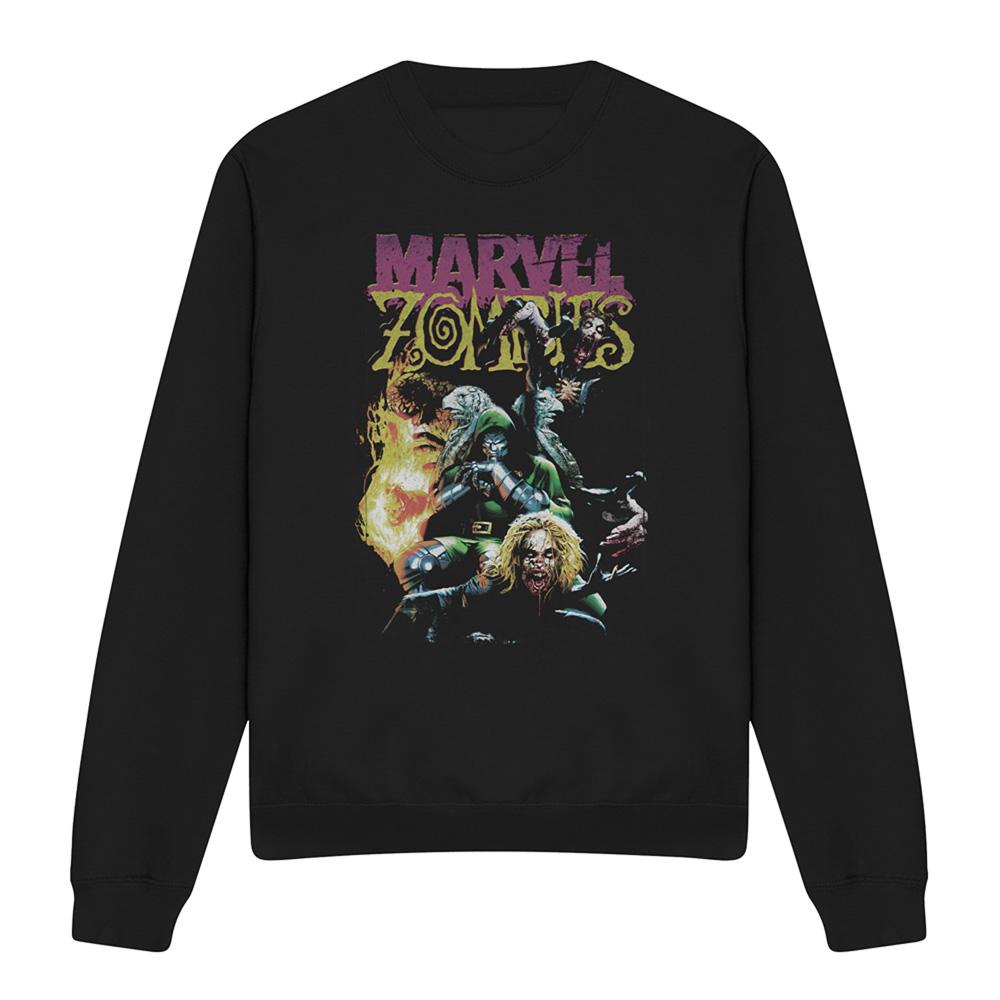 Black - Front - Marvel Zombies Unisex Adult Doom & The Fantastic Four Sweatshirt