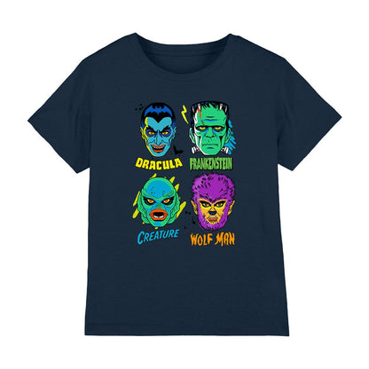 Navy - Front - Universal Monsters Childrens-Kids Wolfman Heads T-Shirt