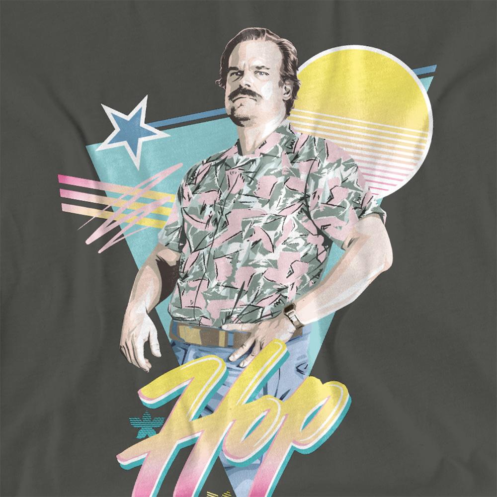 Charcoal - Side - Stranger Things Womens-Ladies 80s Jim Hopper T-Shirt