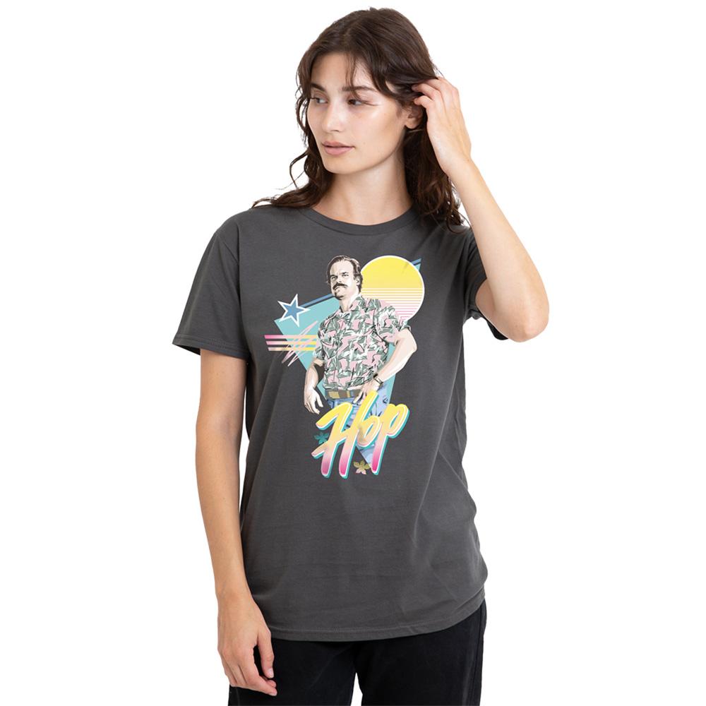 Charcoal - Lifestyle - Stranger Things Womens-Ladies 80s Jim Hopper T-Shirt