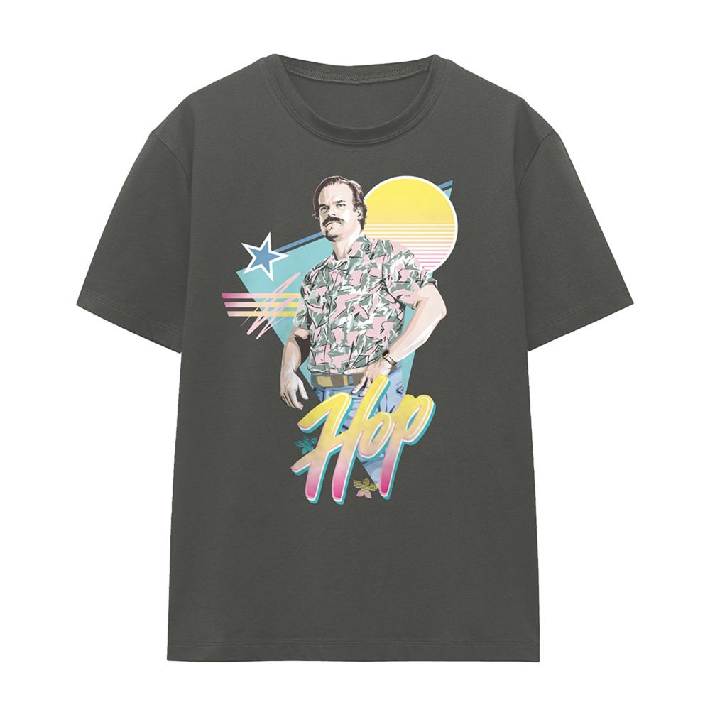 Charcoal - Front - Stranger Things Womens-Ladies 80s Jim Hopper T-Shirt