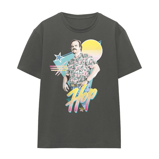 Charcoal - Front - Stranger Things Womens-Ladies 80s Jim Hopper T-Shirt