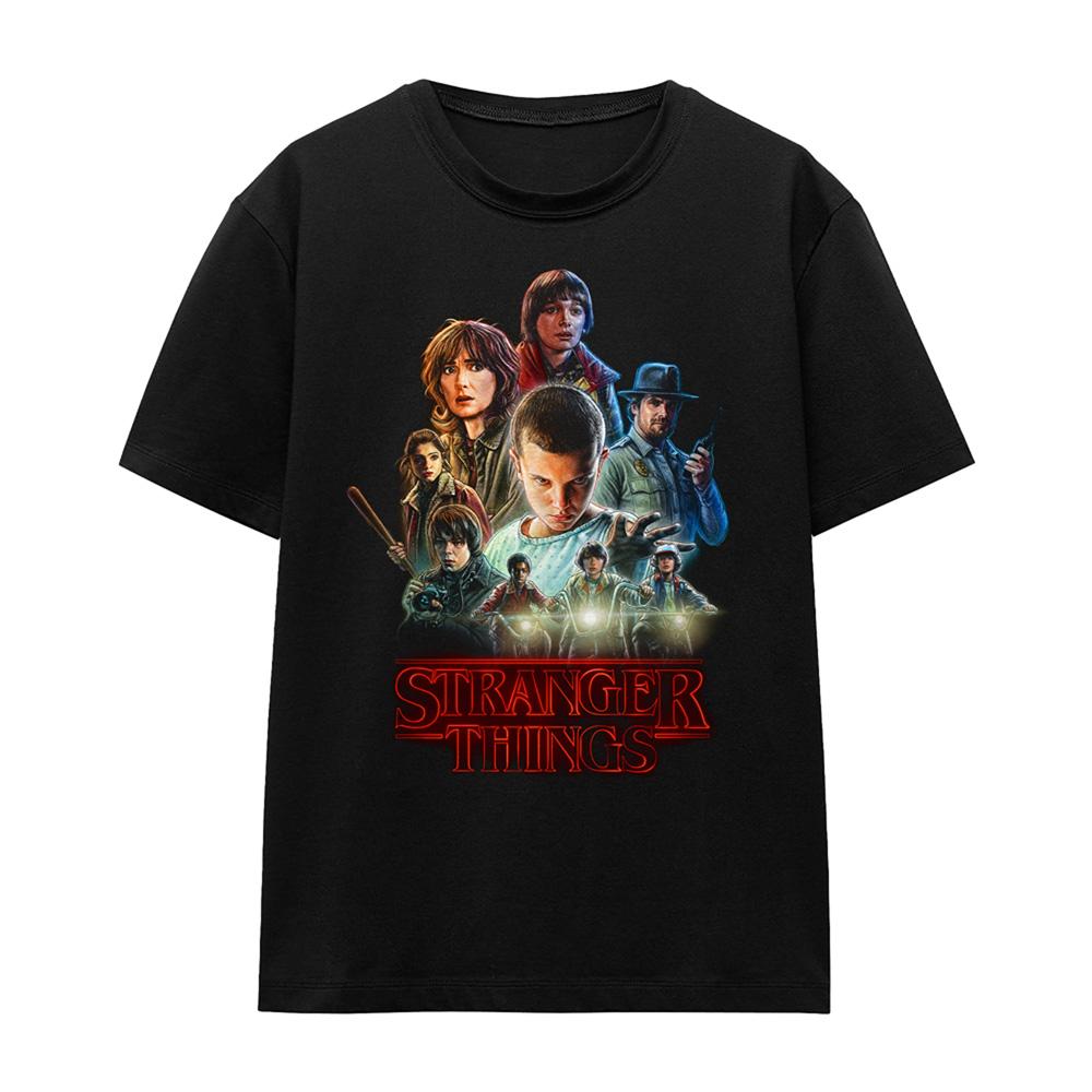 Black - Front - Stranger Things Womens-Ladies Season 1 Poster T-Shirt