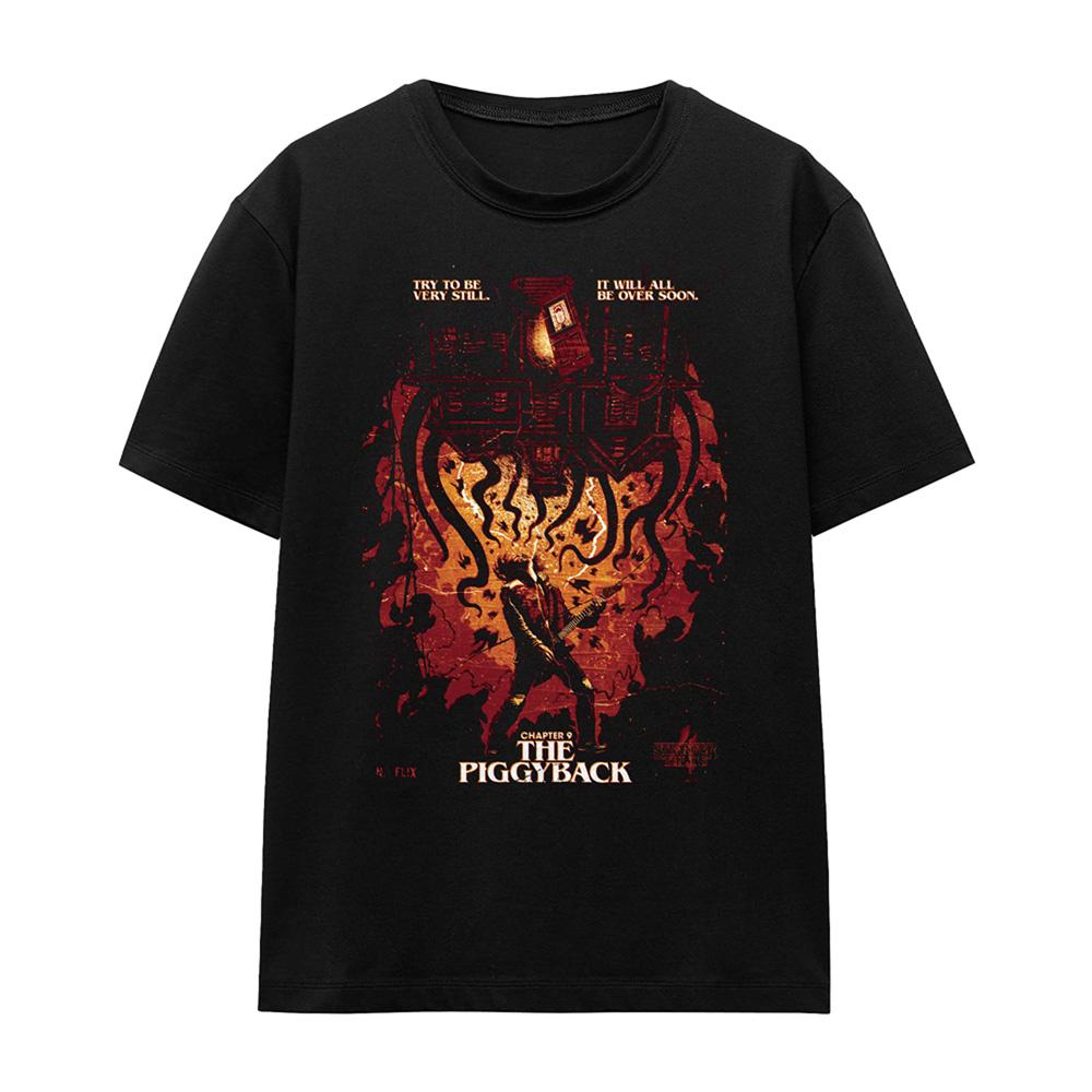 Black - Front - Stranger Things 4 Womens-Ladies Eddie Munson Poster T-Shirt