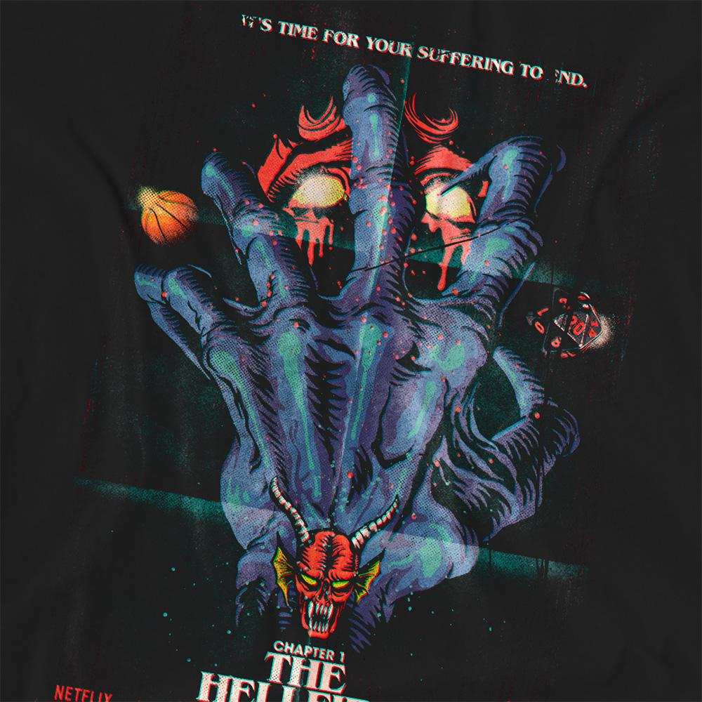 Black - Side - Stranger Things 4 Womens-Ladies Hellfire Poster T-Shirt
