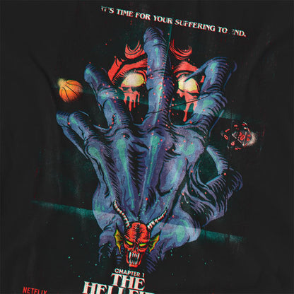 Black - Side - Stranger Things 4 Womens-Ladies Hellfire Poster T-Shirt