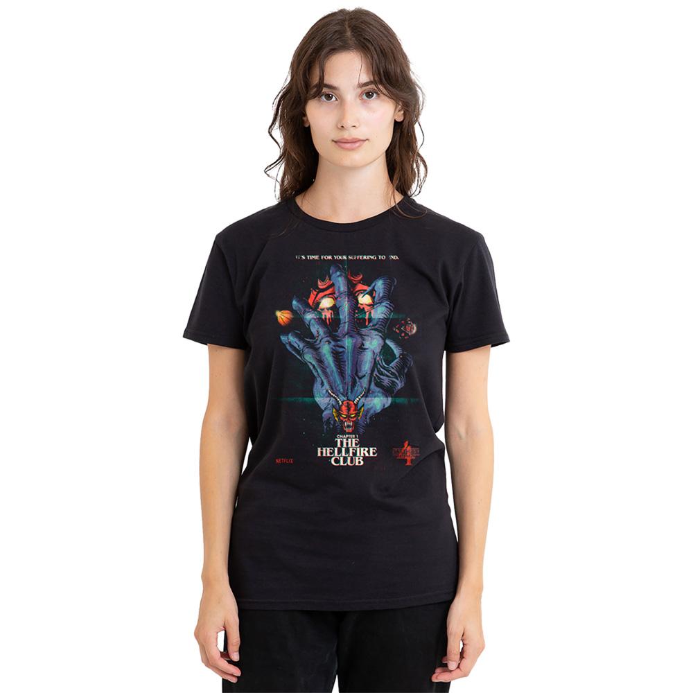 Black - Lifestyle - Stranger Things 4 Womens-Ladies Hellfire Poster T-Shirt