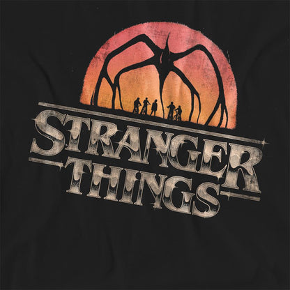 Black - Side - Stranger Things Womens-Ladies Sunset Logo T-Shirt