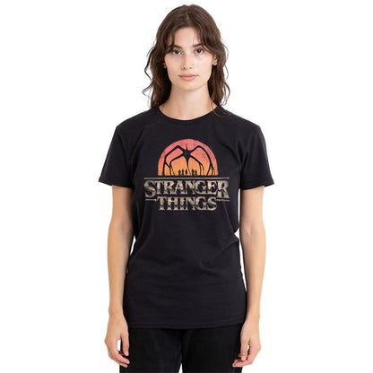 Black - Lifestyle - Stranger Things Womens-Ladies Sunset Logo T-Shirt