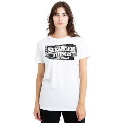 White - Lifestyle - Stranger Things Womens-Ladies Punk Logo T-Shirt