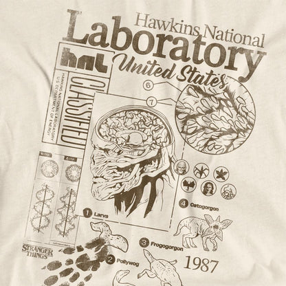 Natural - Side - Stranger Things Womens-Ladies Hawkins Lab Mono T-Shirt