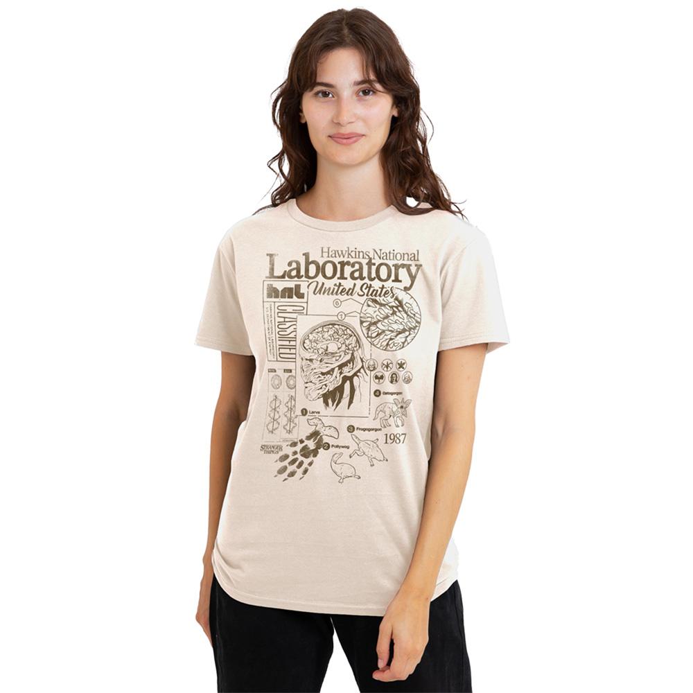 Natural - Lifestyle - Stranger Things Womens-Ladies Hawkins Lab Mono T-Shirt