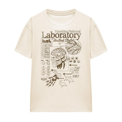 Natural - Front - Stranger Things Womens-Ladies Hawkins Lab Mono T-Shirt