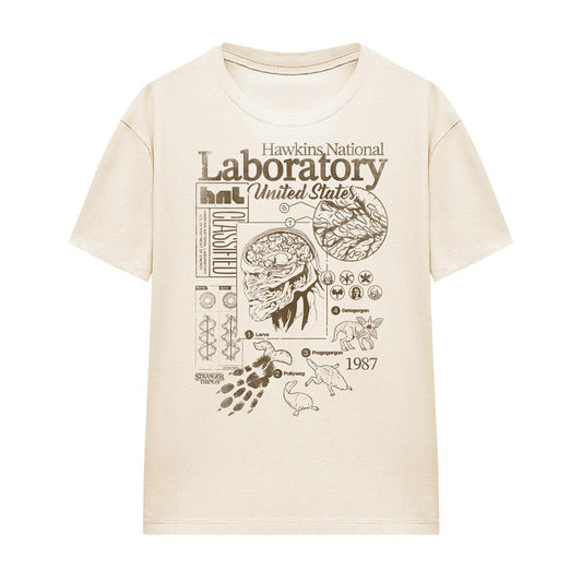 Natural - Front - Stranger Things Womens-Ladies Hawkins Lab Mono T-Shirt