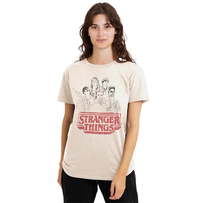 Natural - Lifestyle - Stranger Things Womens-Ladies Group Sketch Logo T-Shirt