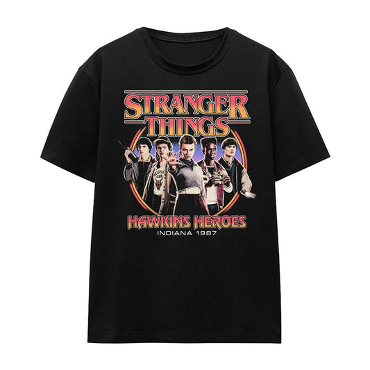 Black - Front - Stranger Things Womens-Ladies Hawkins Heroes Group 1987 T-Shirt
