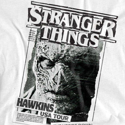 White - Side - Stranger Things Womens-Ladies Vecna Newspaper T-Shirt