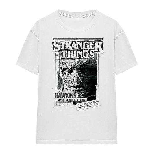White - Front - Stranger Things Womens-Ladies Vecna Newspaper T-Shirt