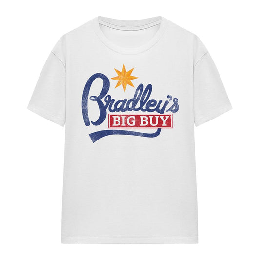White - Front - Stranger Things Womens-Ladies Bradley´s Big Buy Logo T-Shirt