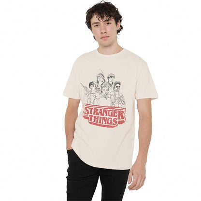 Natural - Lifestyle - Stranger Things 5 Unisex Adult Group Sketch Logo T-Shirt