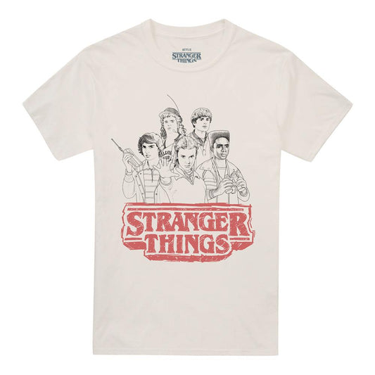 Natural - Front - Stranger Things 5 Unisex Adult Group Sketch Logo T-Shirt