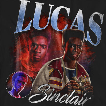 Black - Side - Stranger Things 5 Womens-Ladies Lucas Homage T-Shirt