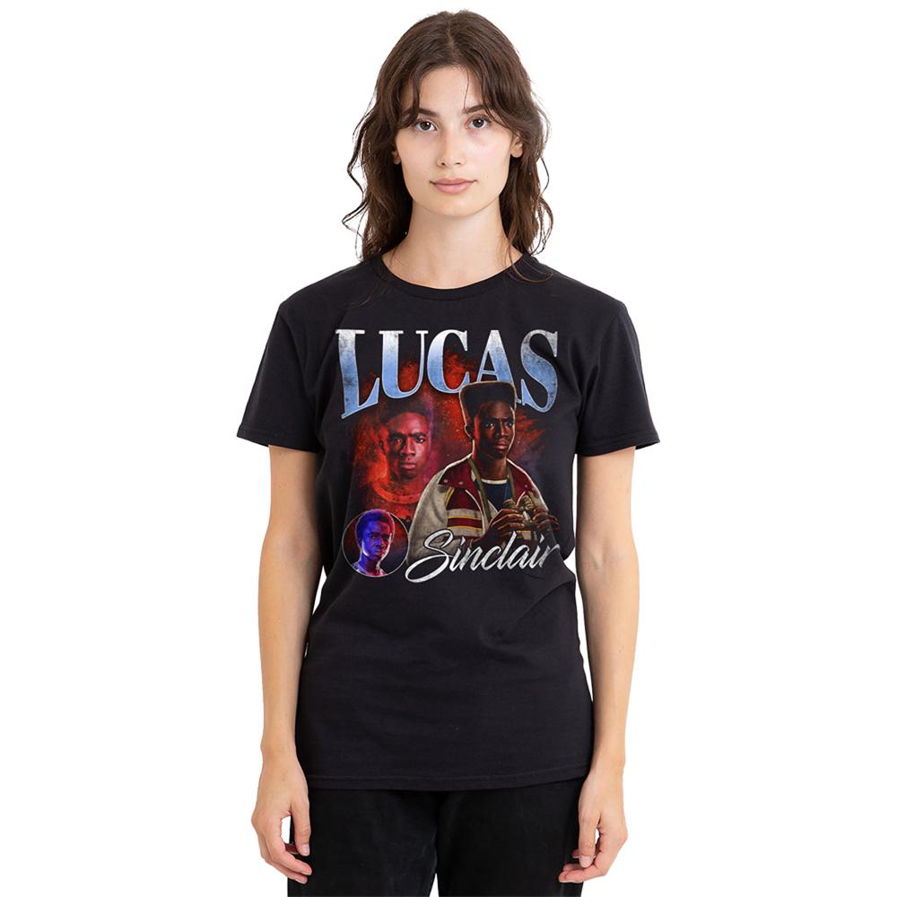Black - Lifestyle - Stranger Things 5 Womens-Ladies Lucas Homage T-Shirt