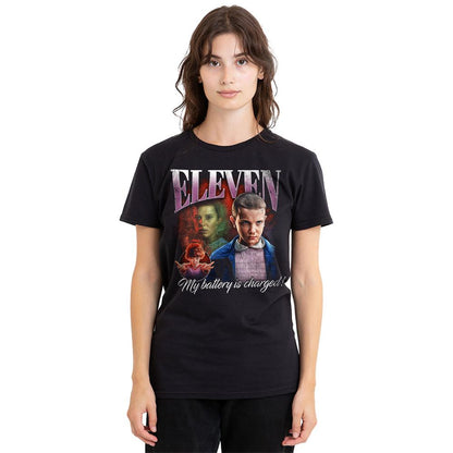 Black - Lifestyle - Stranger Things 5 Womens-Ladies Eleven Homage T-Shirt