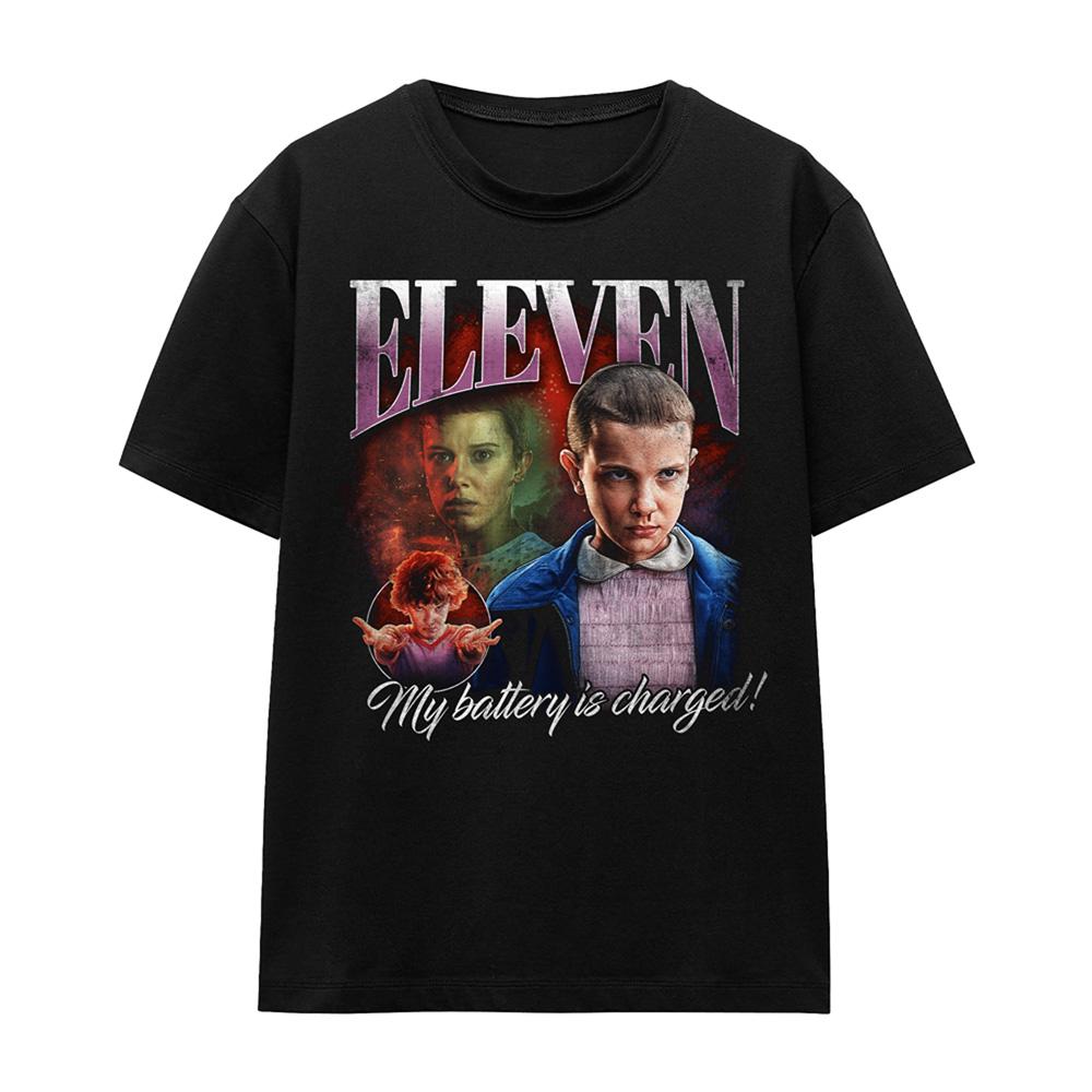 Black - Front - Stranger Things 5 Womens-Ladies Eleven Homage T-Shirt