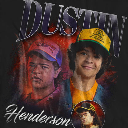 Black - Side - Stranger Things 5 Womens-Ladies Dustin Homage T-Shirt