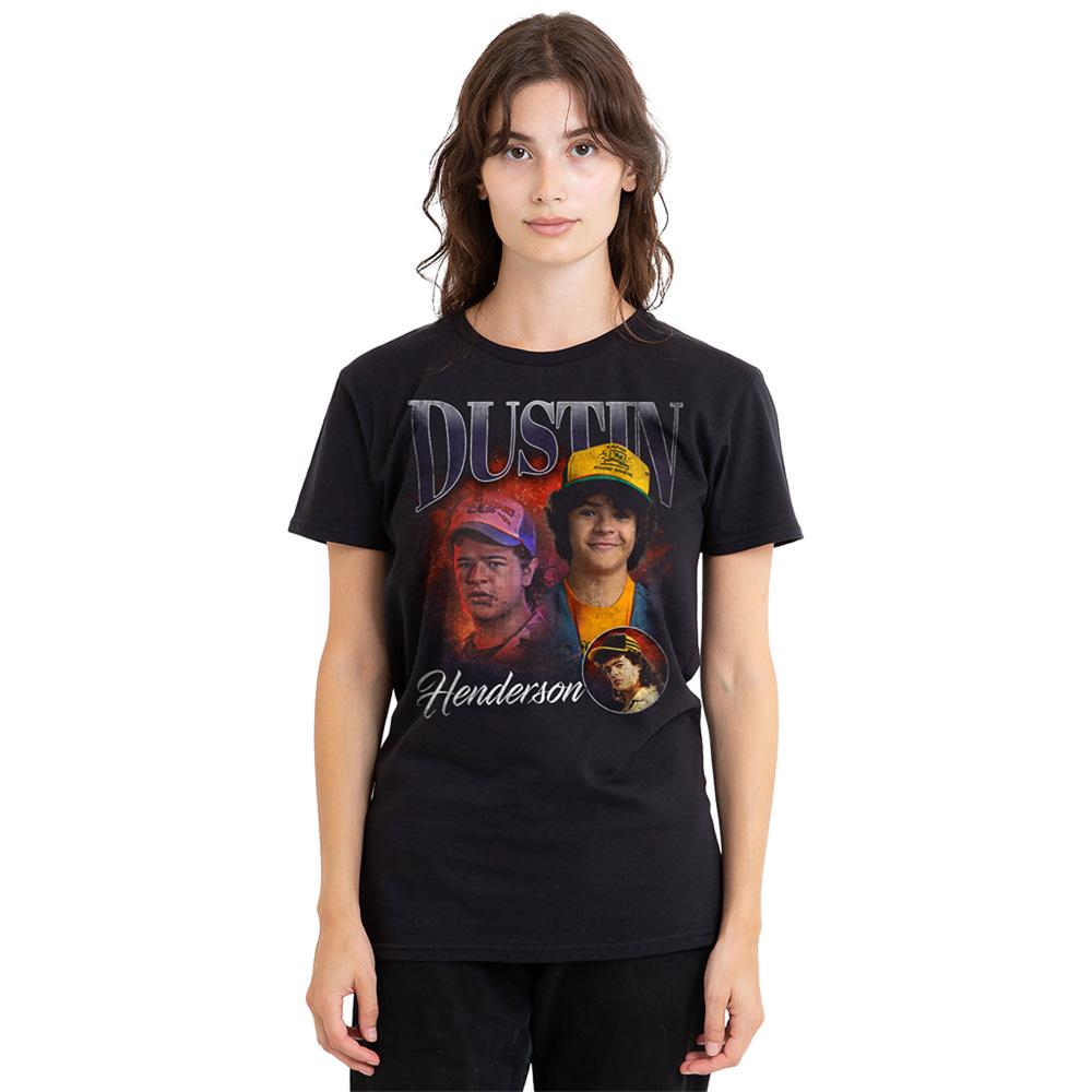 Black - Lifestyle - Stranger Things 5 Womens-Ladies Dustin Homage T-Shirt