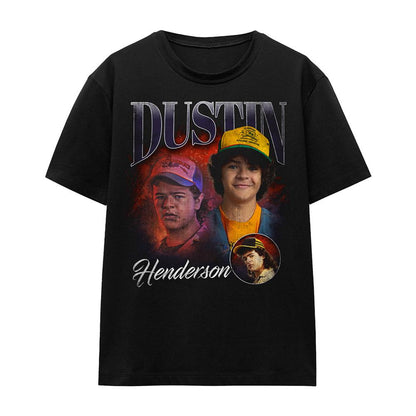 Black - Front - Stranger Things 5 Womens-Ladies Dustin Homage T-Shirt