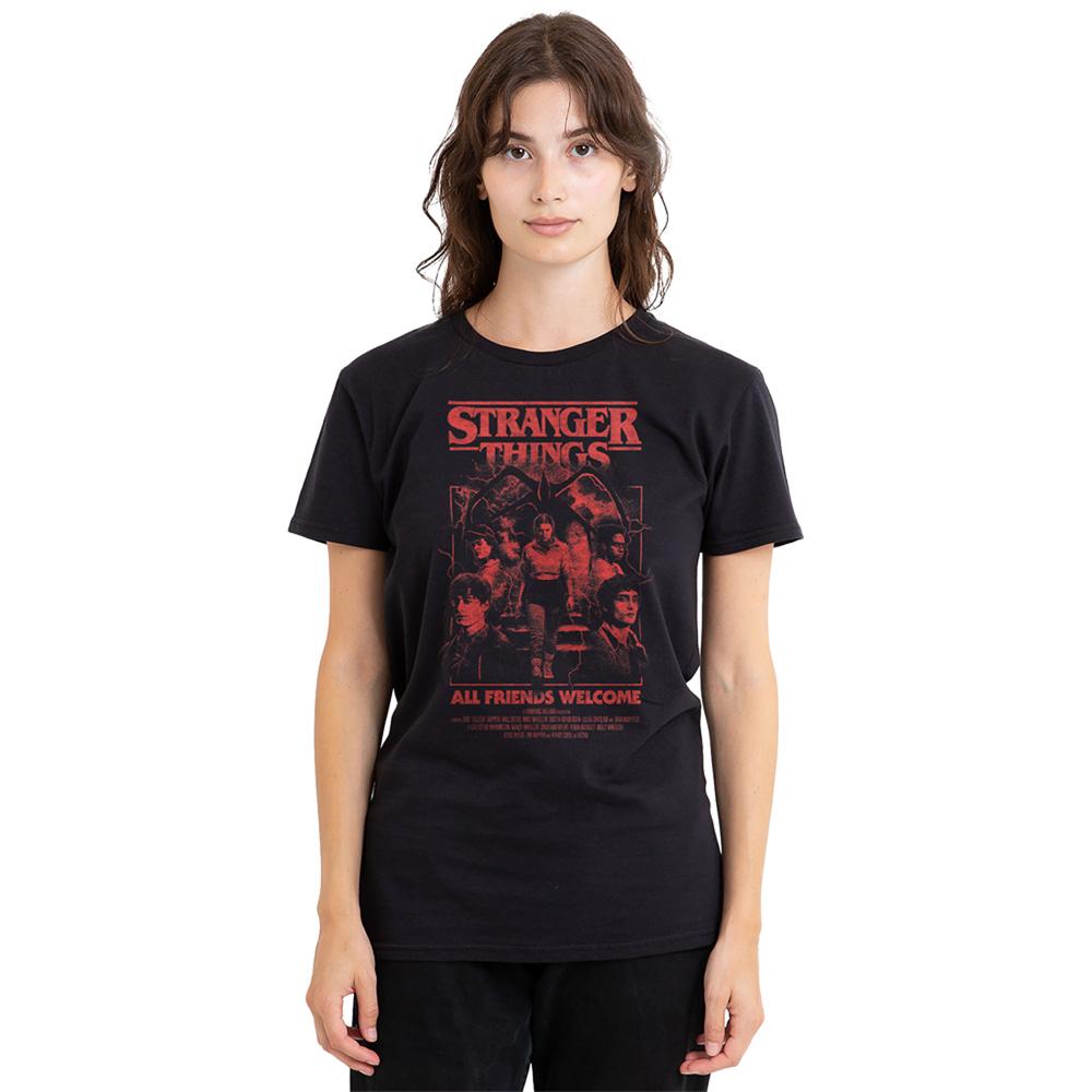 Black - Lifestyle - Stranger Things 5 Womens-Ladies Mind Flayer Group Poster T-Shirt