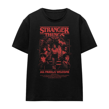 Black - Front - Stranger Things 5 Womens-Ladies Mind Flayer Group Poster T-Shirt