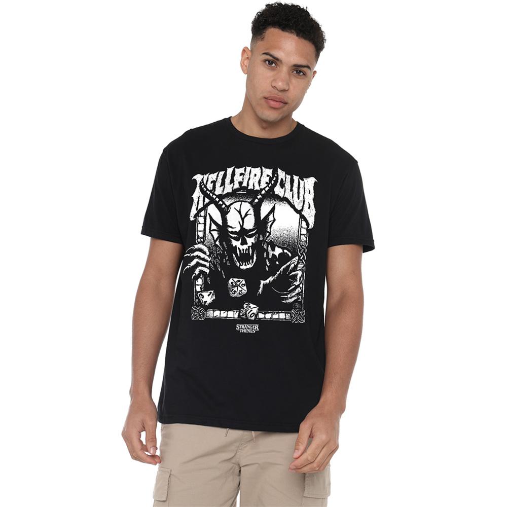 Black - Lifestyle - Stranger Things 5 Unisex Adult Hellfire Club Mono T-Shirt