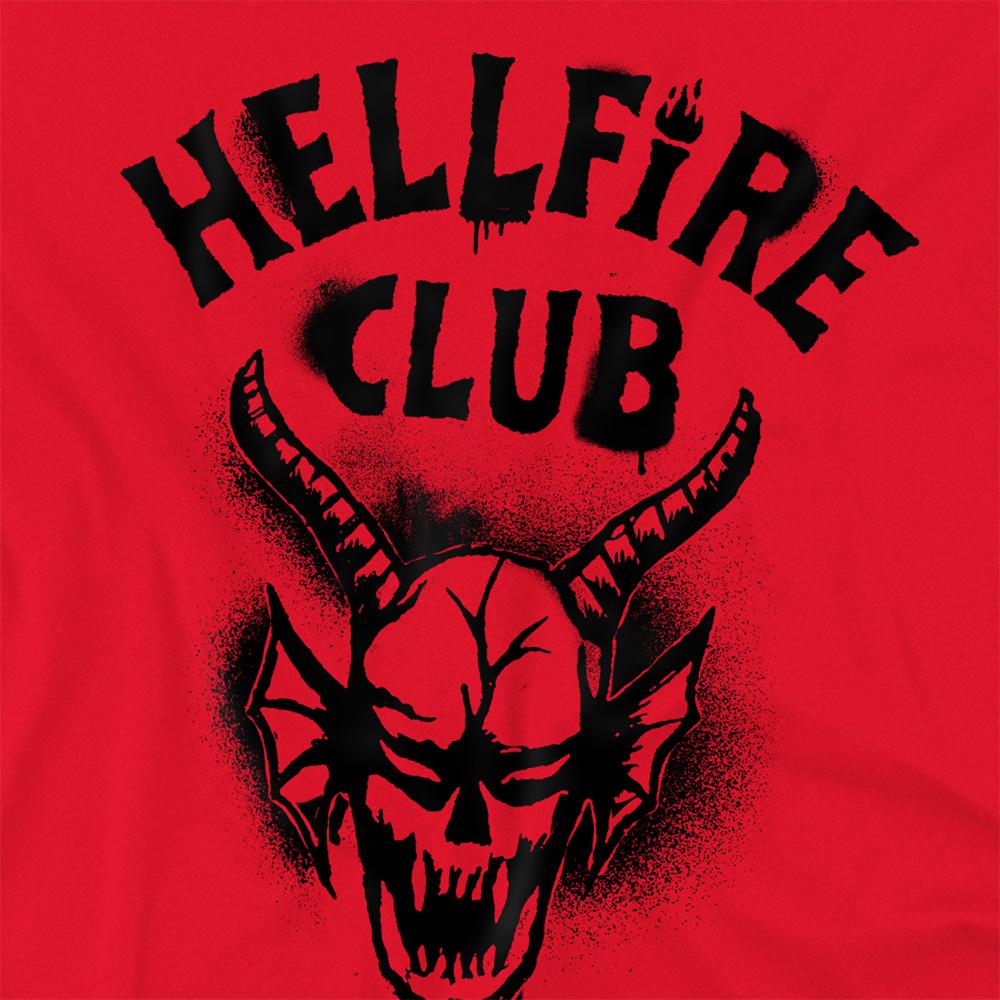 Red - Side - Stranger Things 5 Unisex Adult Hellfire Spray Logo T-Shirt
