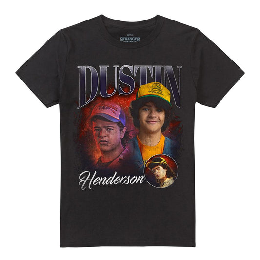 Black - Front - Stranger Things 5 Unisex Adult Dustin Homage T-Shirt