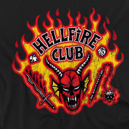 Black - Side - Stranger Things 5 Unisex Adult Hellfire Flames T-Shirt