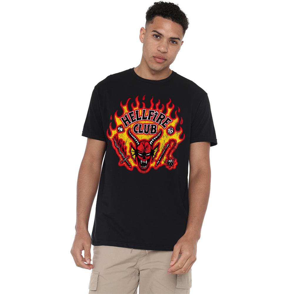 Black - Lifestyle - Stranger Things 5 Unisex Adult Hellfire Flames T-Shirt