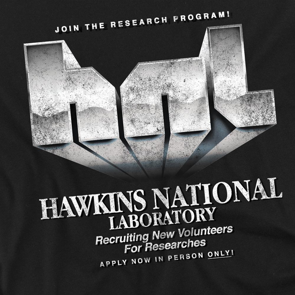 Black - Side - Stranger Things 5 Unisex Adult Hawkins Lab Logo T-Shirt